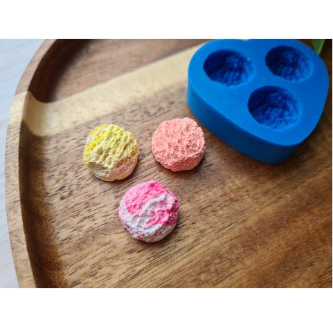 Silicone mold, Ice cream ball, style 2, 3 elements, ~ Ø 1.6 cm, H:0.9 cm