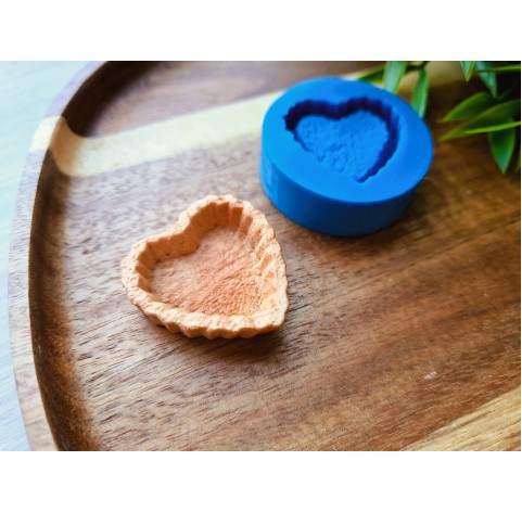 Silicone mold, Tartlet, style 3, heart, ~ 3.1 cm, H:0.8 cm