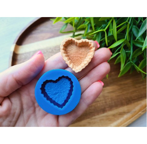 Silicone mold, Tartlet, style 3, heart, ~ 3.1 cm, H:0.8 cm