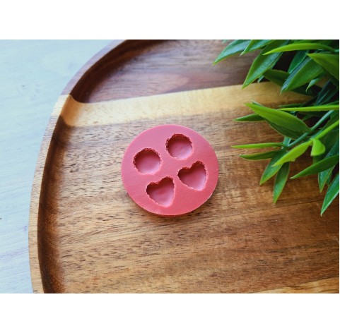 Silicone mold, Macaron, style 2, circle and heart, 4 pcs., ~ Ø 1.2 cm, 1.2*1.3 cm, H:0.4 cm + 2 cutters Ø 1.1 cm, 1.2 cm