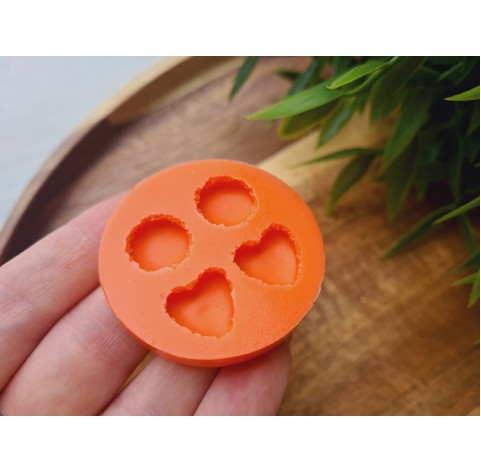 Silicone mold, Macaron, style 2, circle and heart, 4 pcs., ~ Ø 1.2 cm, 1.2*1.3 cm, H:0.4 cm + 2 cutters Ø 1.1 cm, 1.2 cm