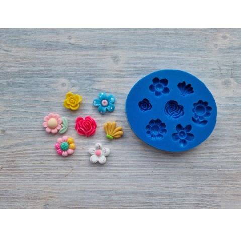 Silicone mold, Set of flowers, 7 pcs., ~ 1.5-2.5 cm