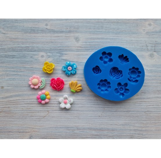 Silicone mold, Set of flowers, 7 pcs., ~ 1.5-2.5 cm