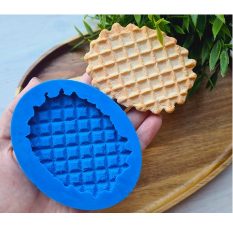 Silicone mold, Waffle, style 4, oval, large, ~ 6.2*8.2 cm, H:0.7 cm