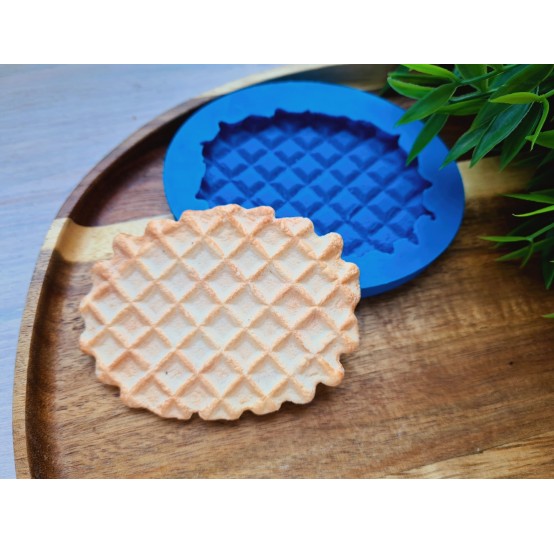 Silicone mold, Waffle, style 4, oval, large, ~ 6.2*8.2 cm, H:0.7 cm