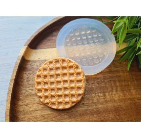 Silicone mold, Waffle, style 5, round, ~ Ø 4.8 cm, H:0.6 cm