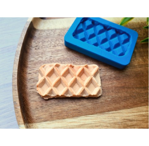 Silicone mold, Waffle, style 6, rectangular, large, ~ 2.9*5.1 cm, H:0.6 cm