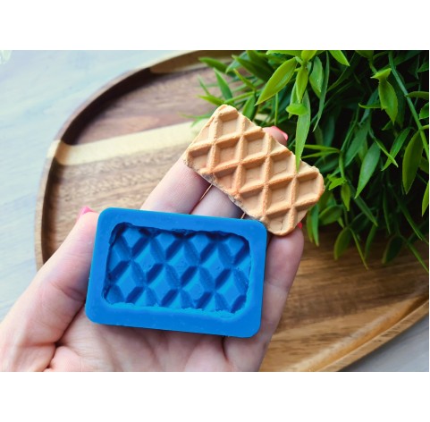 Silicone mold, Waffle, style 6, rectangular, large, ~ 2.9*5.1 cm, H:0.6 cm