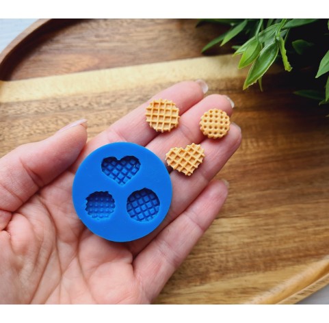 Silicone mold, Waffle set, style 7, 3 elements, ~ 1.3-1.7 cm, H:0.4 cm