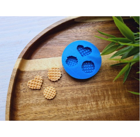 Silicone mold, Waffle set, style 7, 3 elements, ~ 1.3-1.7 cm, H:0.4 cm