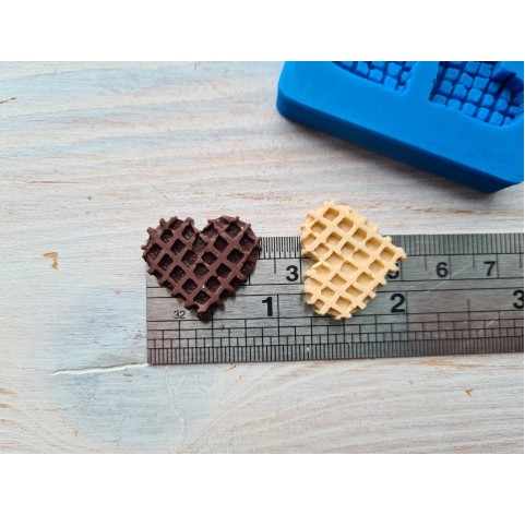 Silicone mold, Belgian waffle 2 pcs., heart, ~ 2.1* 2.3 cm