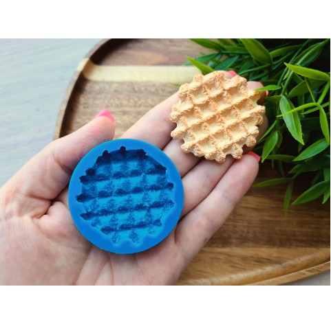 Silicone mold, Waffle, style 10, round, ~ Ø 4.2-4.3 cm, H:0.6 cm