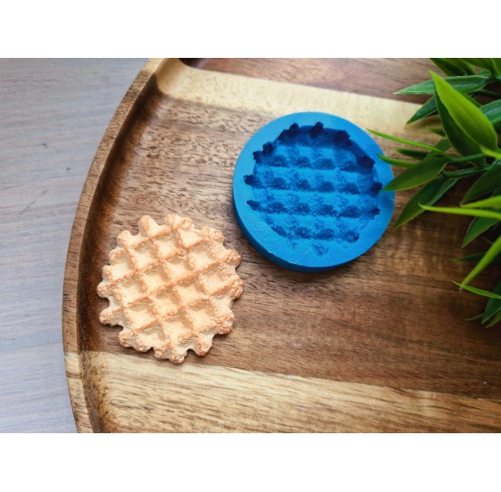 Silicone mold, Waffle, style 10, round, ~ Ø 4.2-4.3 cm, H:0.6 cm