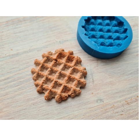 Silicone mold, Waffle, style 9, round, ~ Ø 4.1 cm, H:0.6 cm