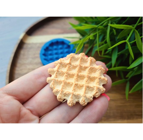 Silicone mold, Waffle, style 10, round, ~ Ø 4.2-4.3 cm, H:0.6 cm