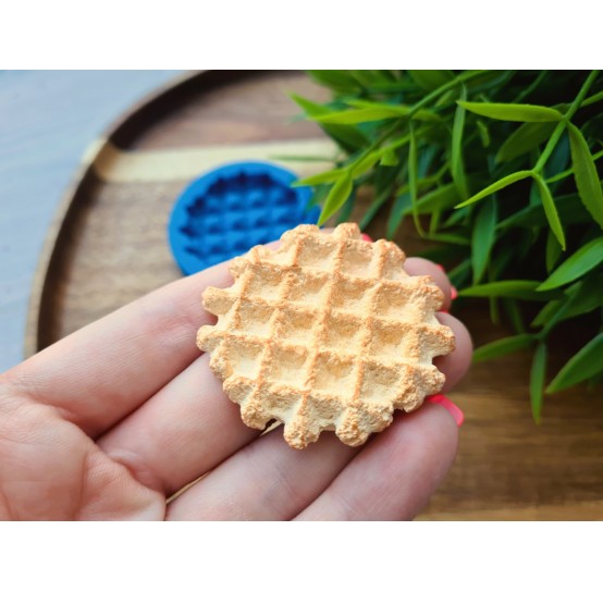 Silicone mold, Waffle, style 10, round, ~ Ø 4.2-4.3 cm, H:0.6 cm