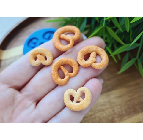 Silicone mold, Pretzel, style 2, 5 elements, ~ 1.3-2.3 cm,H:0.3 cm