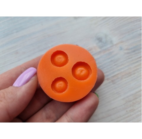 Silicone mold, Bun, style 1, empty, 3 elements, ~ Ø 1.2-1.4 cm, H:0.3 cm