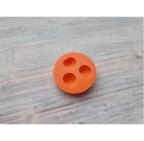 Silicone mold, Bun, style 2, 3 elements, ~ Ø 1-1.1 cm, H:0.4 cm