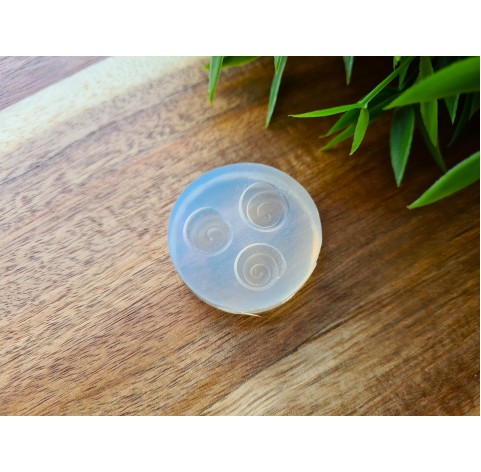 Silicone mold, Bun, style 2, 3 elements, ~ Ø 1-1.1 cm, H:0.4 cm