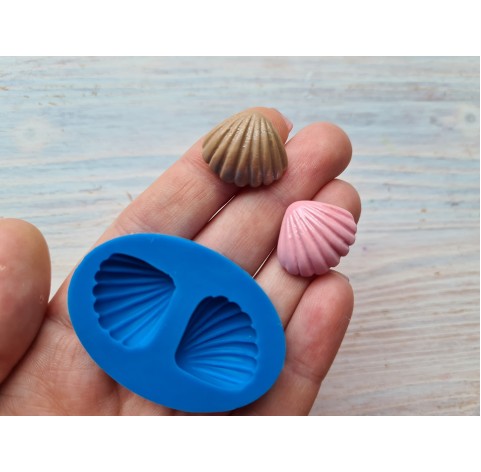 Silicone mold, Seashell, style 4, 2 elements, ~ 1.8*2 cm, H:0.6 cm