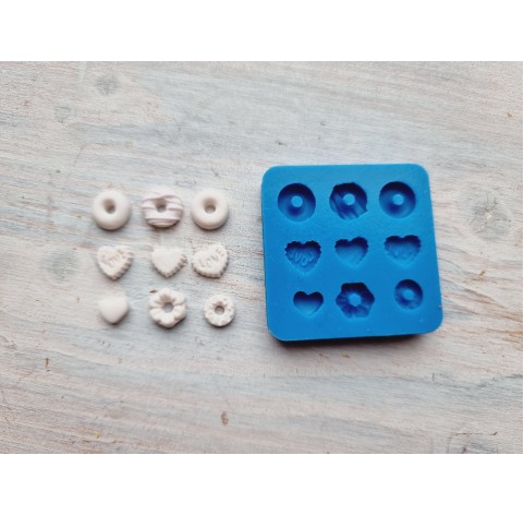 Silicone mold, Set of mini donuts, 9 pcs., ~ 0.7-0.9 cm