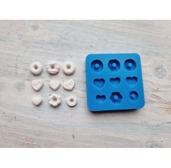 Silicone mold, Set of mini donuts, 9 pcs., ~ 0.7-0.9 cm
