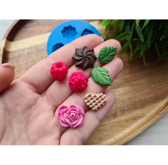 Silicone mold, Sweets and berry mix, 7 elements, ~ 1.3-2 cm, H:0.4-1.2 cm