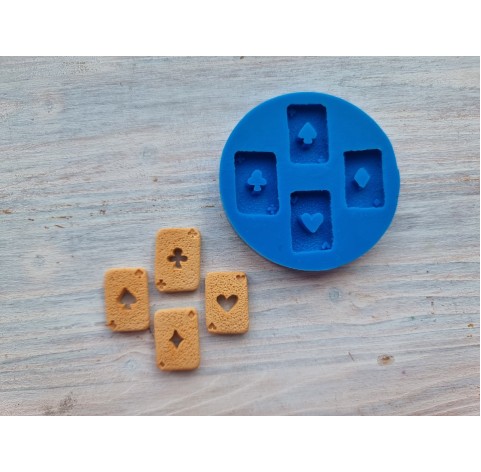 Silicone mold, Set "playing cards", 4 pcs., ~ 1.3*2 cm