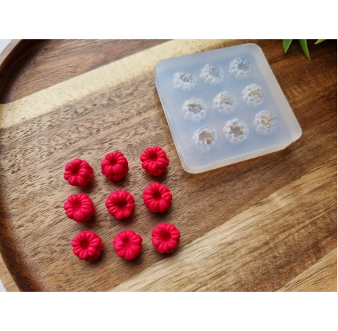 Silicone mold, Handmade raspberry, inverted, 9 elements, ~ Ø 1.1 cm, H:1 cm