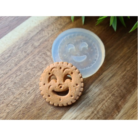 Silicone mold, Full size biscuit, style 22, with a smile, ~ Ø 3.8 cm, H:0.4 cm