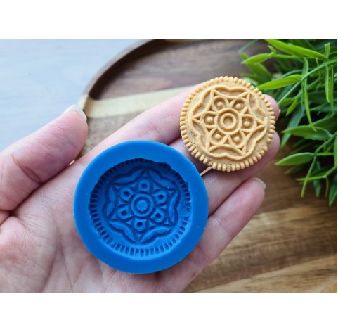 Silicone mold, Full size biscuit, style 25, ~ Ø 3.7 cm, H:0.7 cm