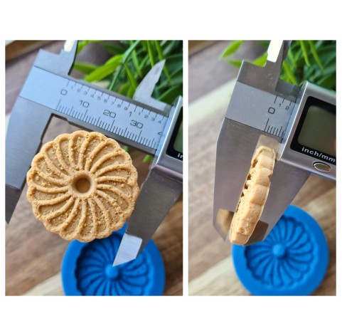 Silicone mold, Full size biscuit, style 32, ~ Ø 3.7 cm, H:0.6 cm