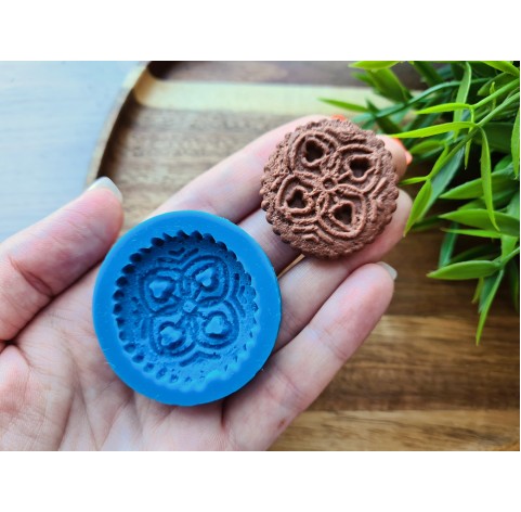 Silicone mold, Full size biscuit, style 33, ~ Ø 3.6 cm, H:0.5 cm