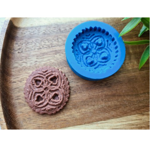 Silicone mold, Full size biscuit, style 33, ~ Ø 3.6 cm, H:0.5 cm