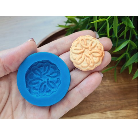 Silicone mold, Full size biscuit, style 45, ~ Ø 3*3.2 cm, H:0.6 cm