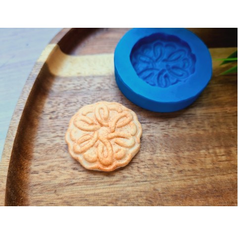 Silicone mold, Full size biscuit, style 45, ~ Ø 3*3.2 cm, H:0.6 cm