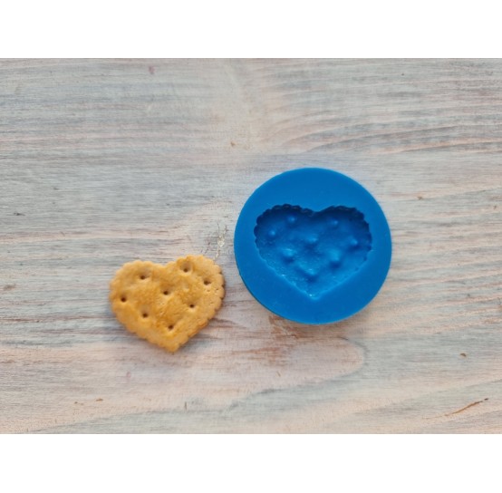 Silicone mold, Cookie 1, heart, ~ 3*1.9 cm