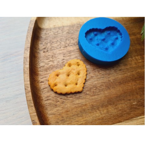 Silicone mold, Biscuit, style 1, heart, ~ 2.3*3.1 cm, H:0.3 cm