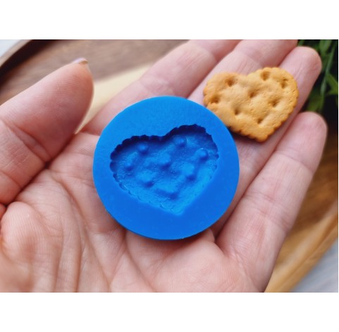 Silicone mold, Biscuit, style 1, heart, ~ 2.3*3.1 cm, H:0.3 cm