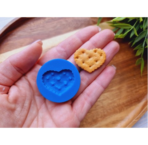 Silicone mold, Biscuit, style 1, heart, ~ 2.3*3.1 cm, H:0.3 cm