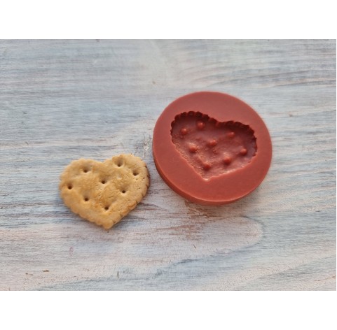 Silicone mold, Biscuit, style 1, heart, ~ 2.3*3.1 cm, H:0.3 cm