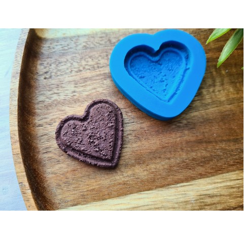 Silicone mold, Full size cookie, style 2, heart, shortbread, ~ 3.1*3.3 cm, H:0.7 cm