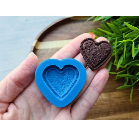 Silicone mold, Full size cookie, style 2, heart, shortbread, ~ 3.1*3.3 cm, H:0.7 cm