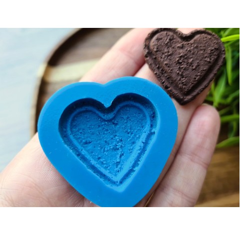 Silicone mold, Full size cookie, style 2, heart, shortbread, ~ 3.1*3.3 cm, H:0.7 cm