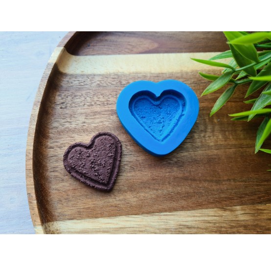 Silicone mold, Full size cookie, style 2, heart, shortbread, ~ 3.1*3.3 cm, H:0.7 cm