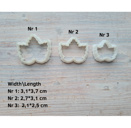 Silicone veiner, Currant leaf, ~ 4*4.3 cm + 3 cutters 2.7*3.1 cm, 2.6*3 cm, 2.1*2.5 cm, set or individually
