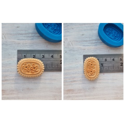 Silicone mold, Cookie 14, shortbread cookie with flowers, ~ 2*3 cm