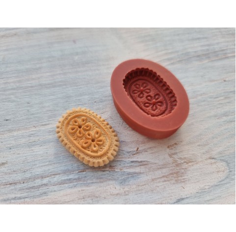 Silicone mold, Cookie 14, shortbread cookie with flowers, ~ 2*3 cm