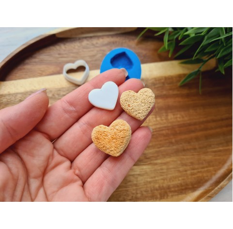 Silicone mold, Cookie, style 15, shortbread, heart, 2 elements, ~ 2.1*2.3 cm, H:0.6 cm + cutter 1.8*2.1 cm